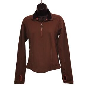 Moving Comfort DriLayer Plus Pullover Small Brown Athletic Zip Top